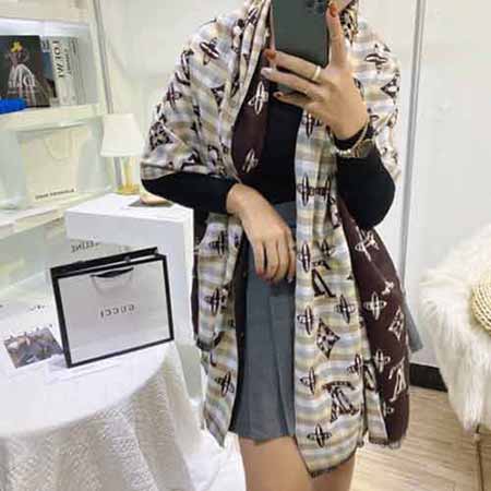 大品牌圍巾女秋冬季字母LV家2022新款真絲披肩保暖圍脖