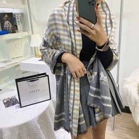 愛馬仕明星同款圍巾大品牌羊絨黑灰漸變保暖披肩圍脖