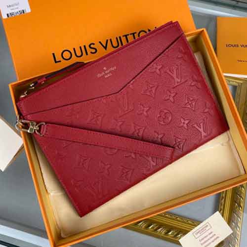 lv女士甜美Mélanie 中號手拿包 全皮拉鏈休閑