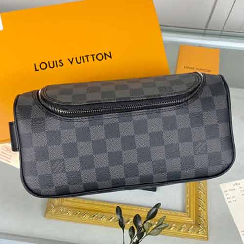 lv梳妝包 男款潮牌國際品牌高等皮夾皮包N47625黑格！