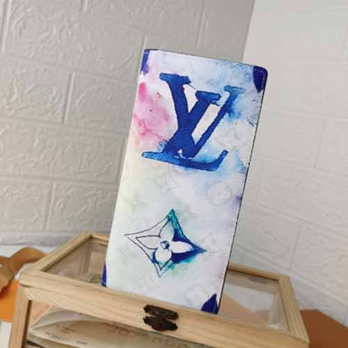 夢幻水彩，路易威登精仿藍色BRAZZA錢夾M80457，粉色限量版！