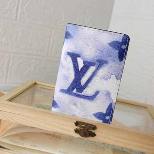 LV水彩Monogram粉色藍口袋錢夾M8