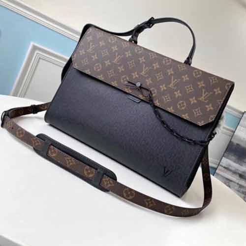 LV黑十字紋老花Robusto公文包M30