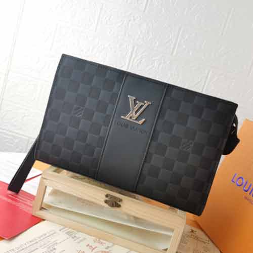 Lv男士手包真牛皮商務休閑手拿拉鏈男包手抓信