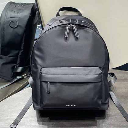 紀梵希黑色logo印花大容量雙肩包 Givenchy男士書包背包