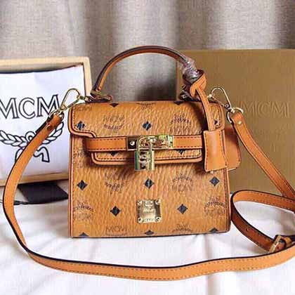 MCMVisetos印涂層帆布經典凱莉包，時尚永恒，五金鎖扣盡顯奢華！