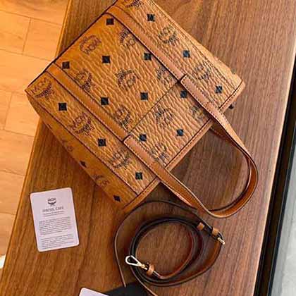 美國MCM托特女新款單肩斜挎菜籃子包 手