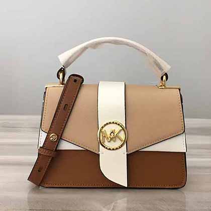 MK明星同款老花拼色郵差包 Greenwich超小號皮質拼信封包