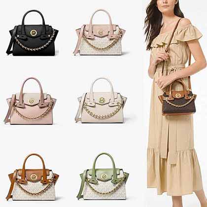 Mk專(zhuān)柜新款Carmen中號(hào)純老拼皮手提斜挎單肩包