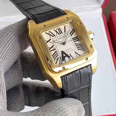 卡地亞男士手表，山度士系列進口機械機芯男表！